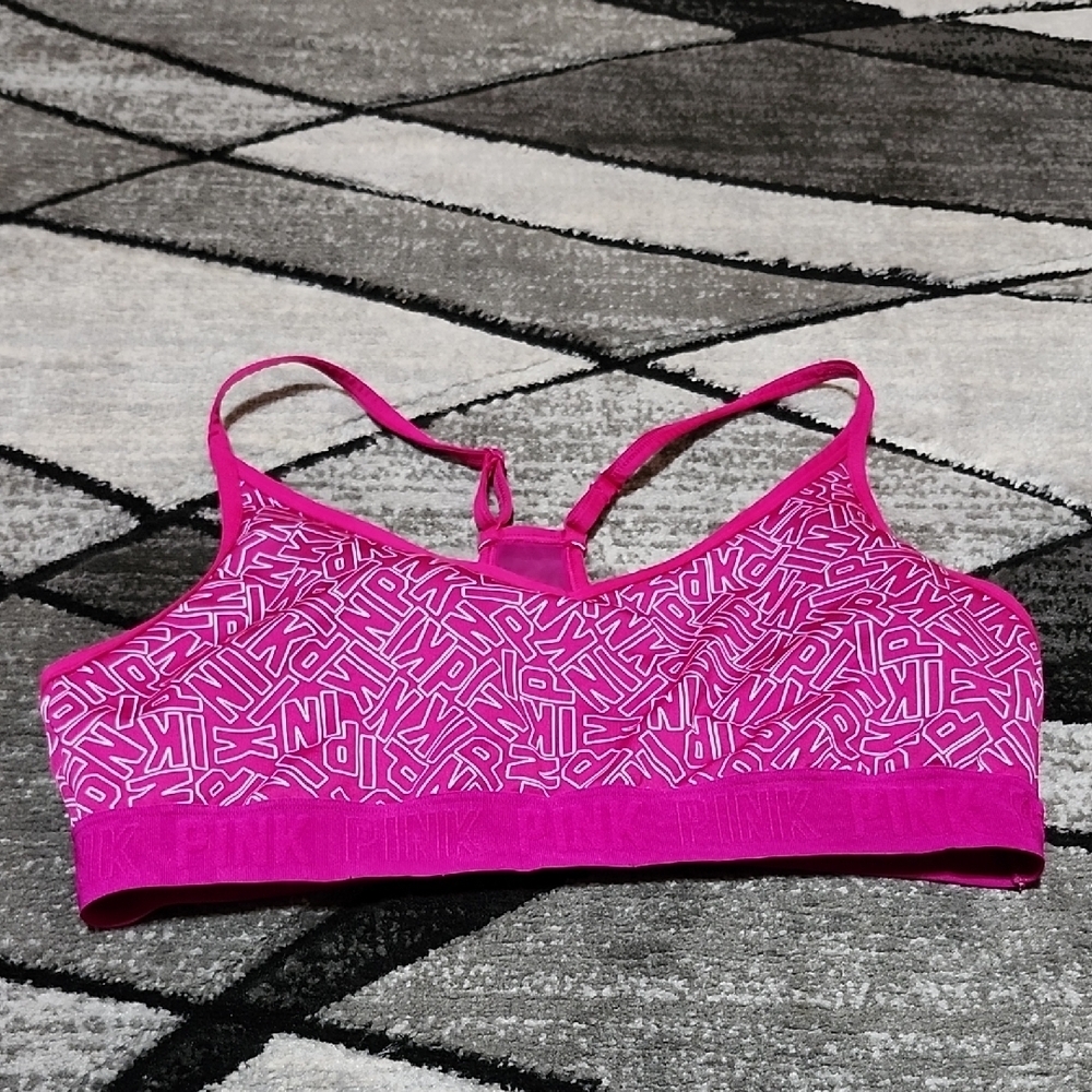 VS PINK ACTIVE ULTIMATE LOGO 2022 MESH LIGHTLY LINED RACERBACK SPORTS BRA